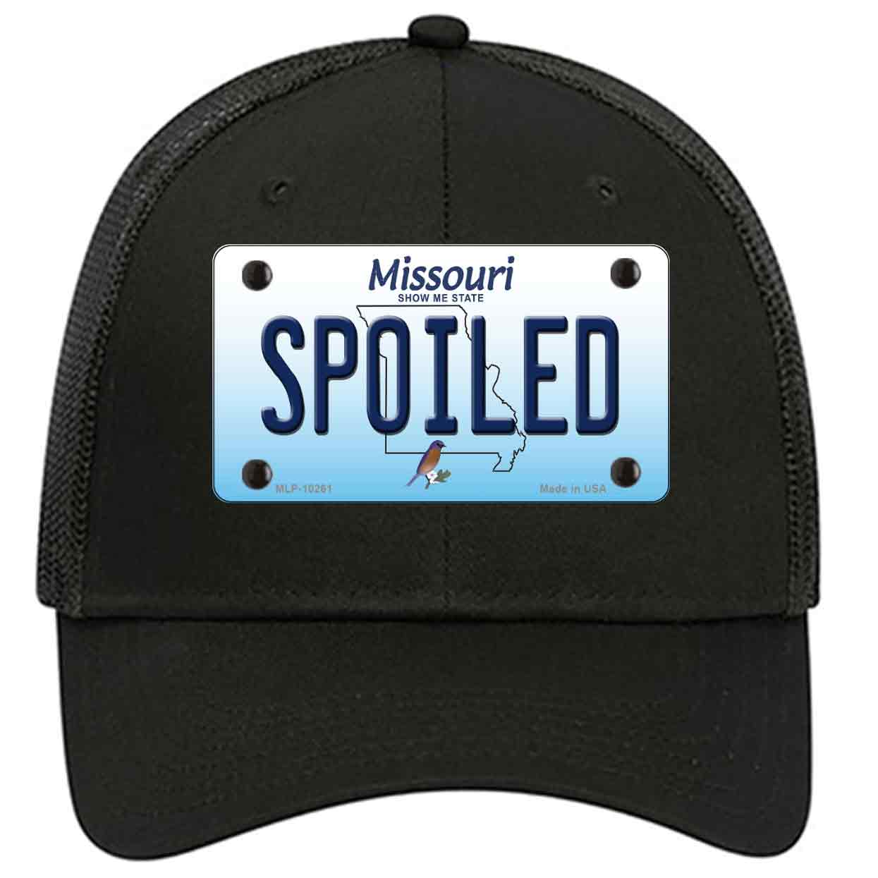 Spoiled Missouri Novelty Black Mesh License Plate Hat