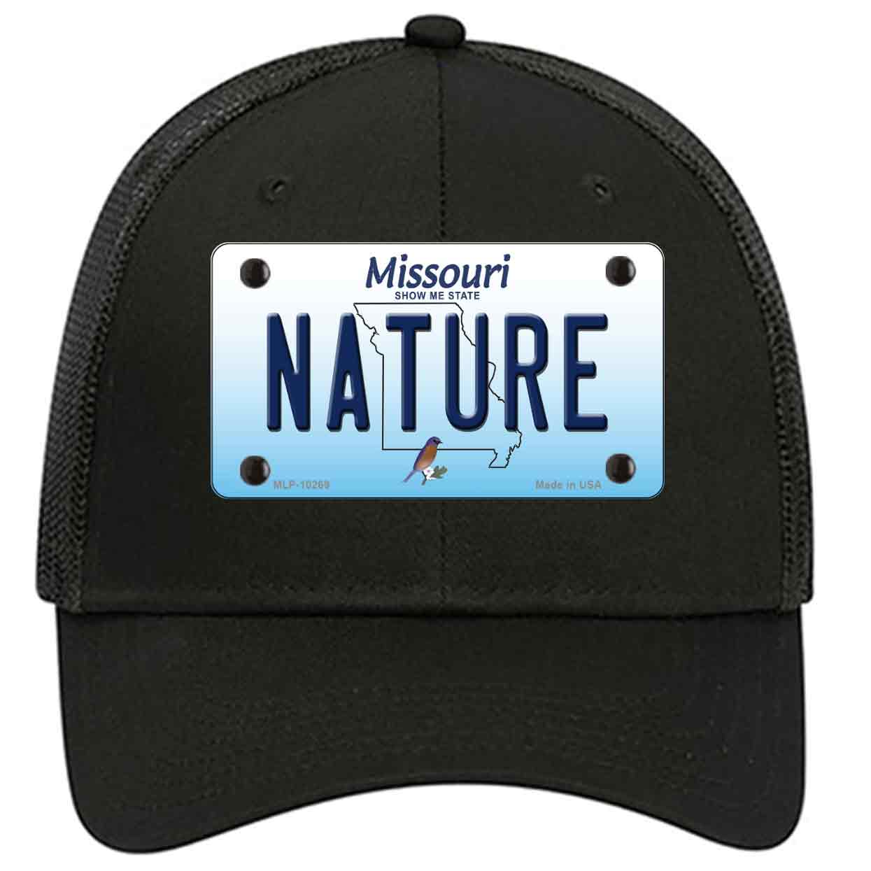 Nature Missouri Novelty Black Mesh License Plate Hat