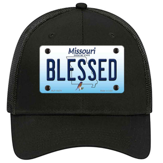 Blessed Missouri Novelty Black Mesh License Plate Hat