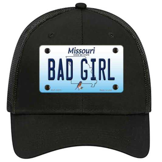 Bad Girl Missouri Novelty Black Mesh License Plate Hat