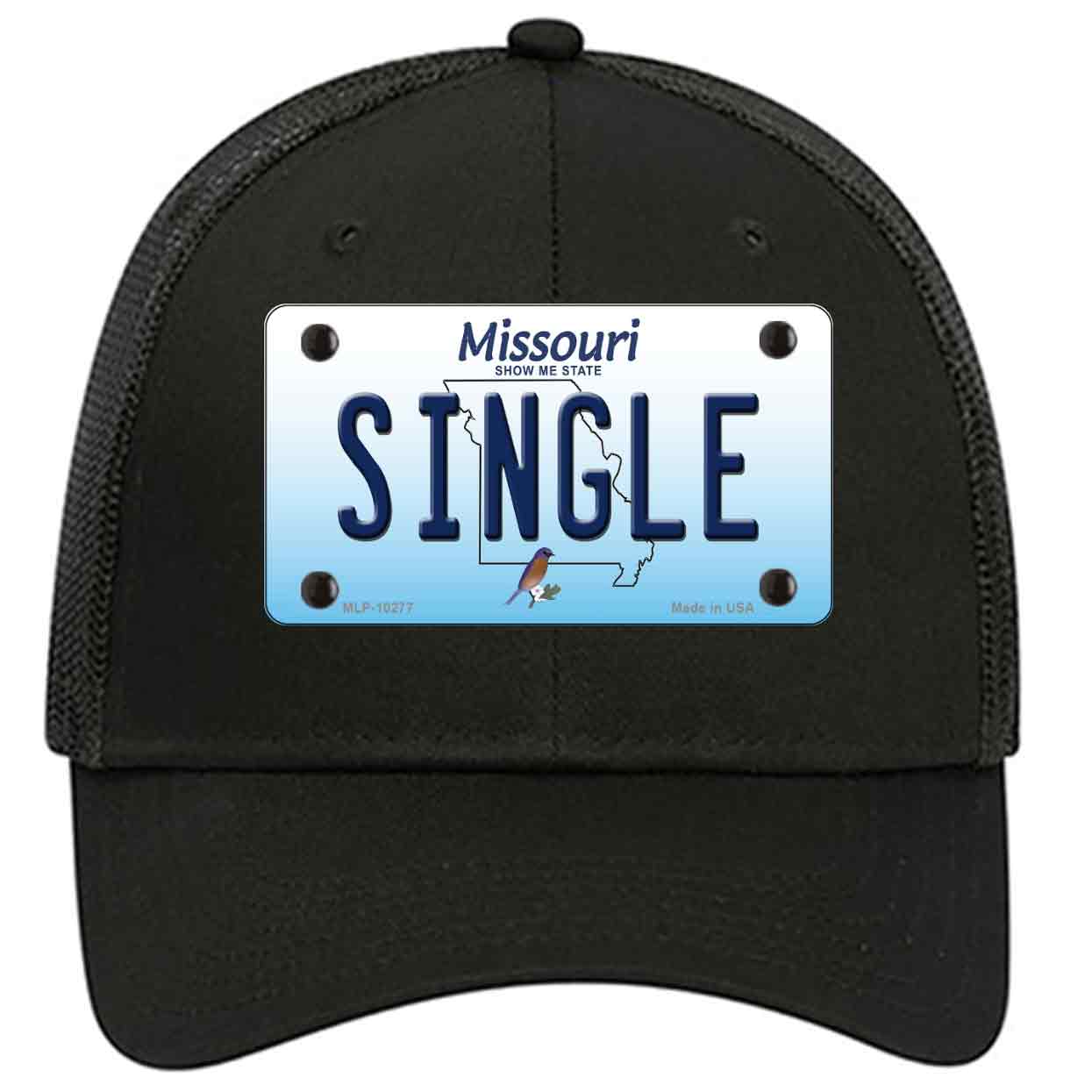 Single Missouri Novelty Black Mesh License Plate Hat