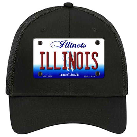 Illinois Land of Lincoln Novelty Black Mesh License Plate Hat