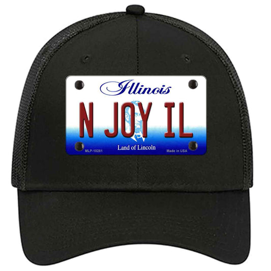 N Joy IL Illinois Novelty Black Mesh License Plate Hat