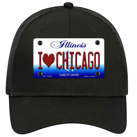 I Love Chicago Illinois Novelty Black Mesh License Plate Hat