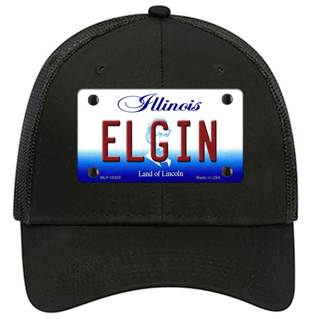 Elgin Illinois Novelty Black Mesh License Plate Hat