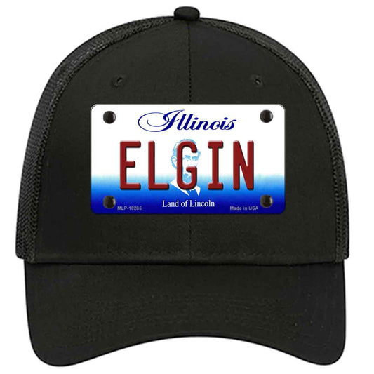 Elgin Illinois Novelty Black Mesh License Plate Hat