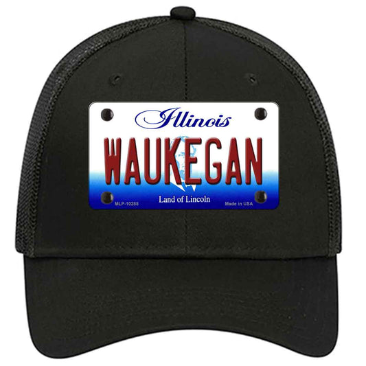 Waukegan Illinois Novelty Black Mesh License Plate Hat