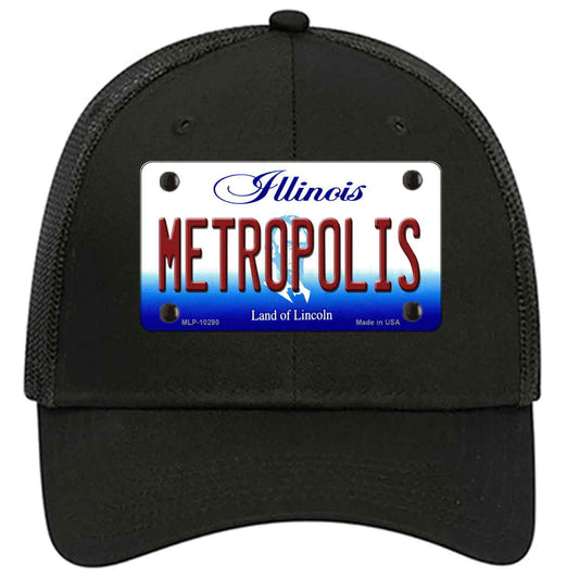 Metropolis Illinois Novelty Black Mesh License Plate Hat