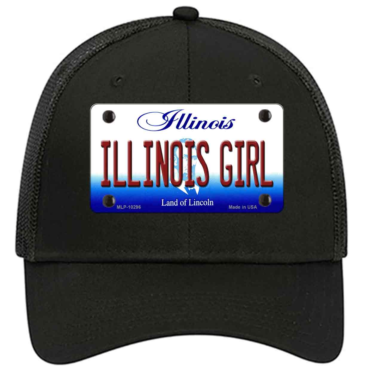 Illinois Girl Illinois Novelty Black Mesh License Plate Hat