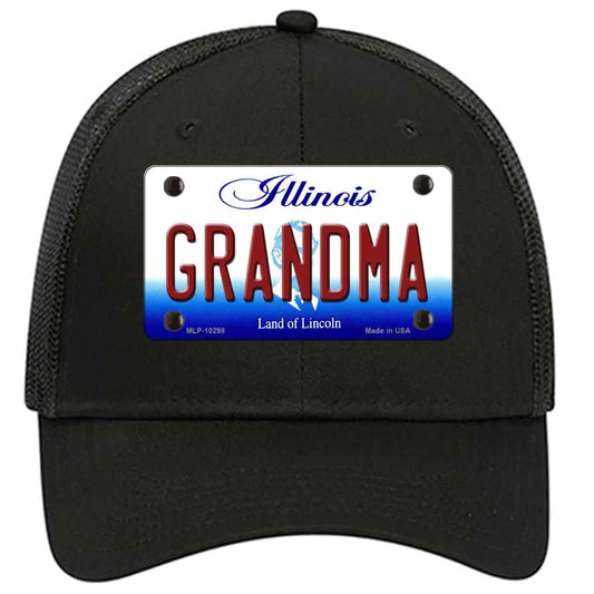 Grandma Illinois Novelty Black Mesh License Plate Hat