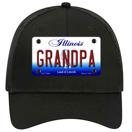 Grandpa Illinois Novelty Black Mesh License Plate Hat