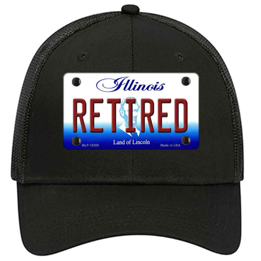 Retired Illinois Novelty Black Mesh License Plate Hat