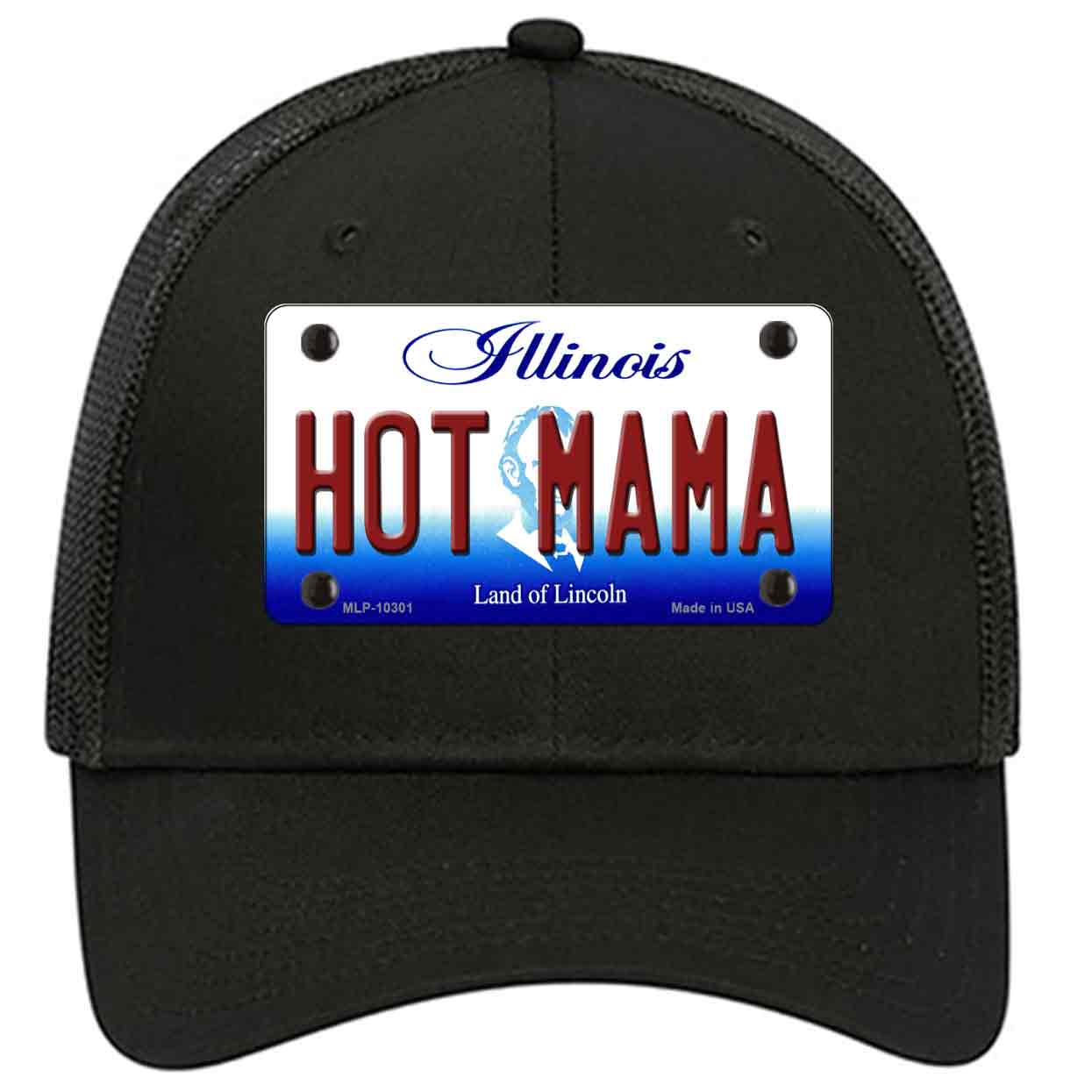 Hot Mama Illinois Novelty Black Mesh License Plate Hat