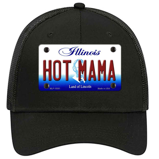 Hot Mama Illinois Novelty Black Mesh License Plate Hat
