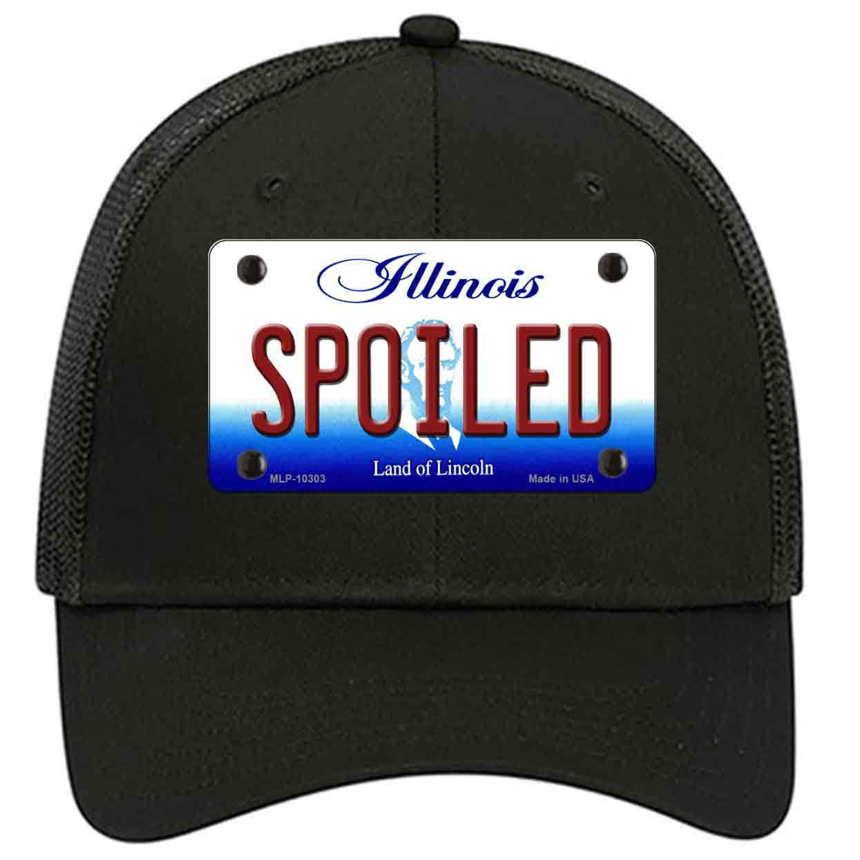 Spoiled Illinois Novelty Black Mesh License Plate Hat