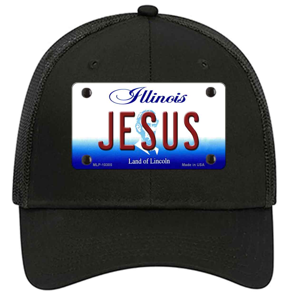 Jesus Illinois Novelty Black Mesh License Plate Hat