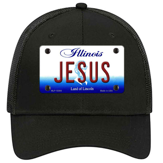 Jesus Illinois Novelty Black Mesh License Plate Hat