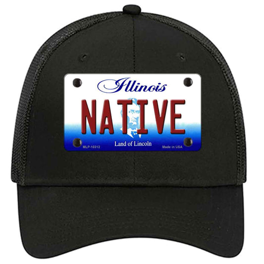 Native Illinois Novelty Black Mesh License Plate Hat