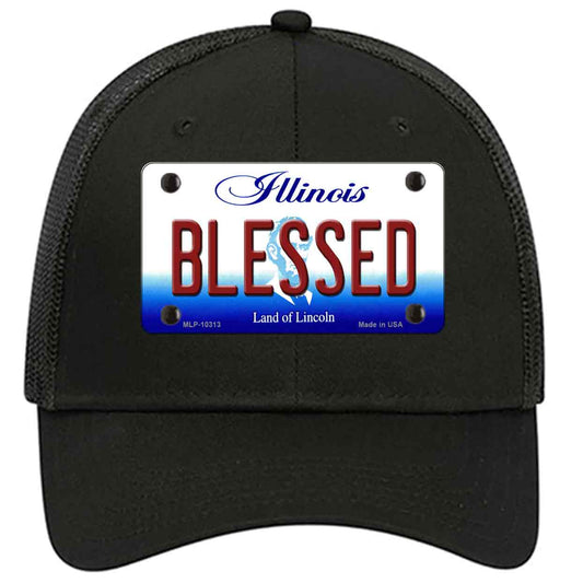 Blessed Illinois Novelty Black Mesh License Plate Hat