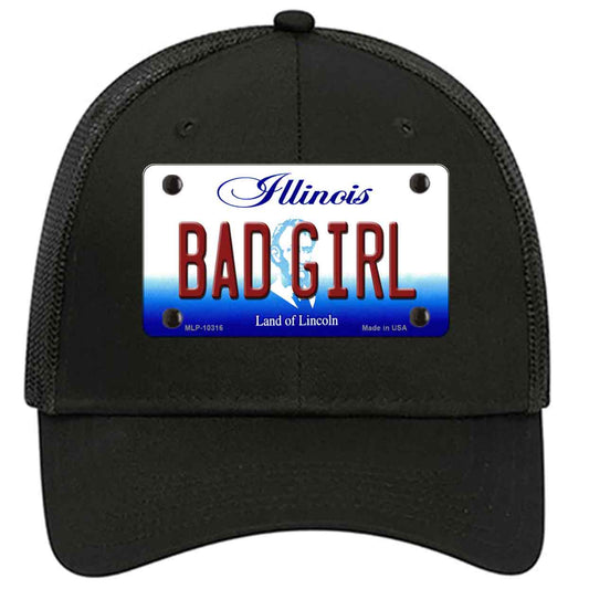 Bad Girl Illinois Novelty Black Mesh License Plate Hat