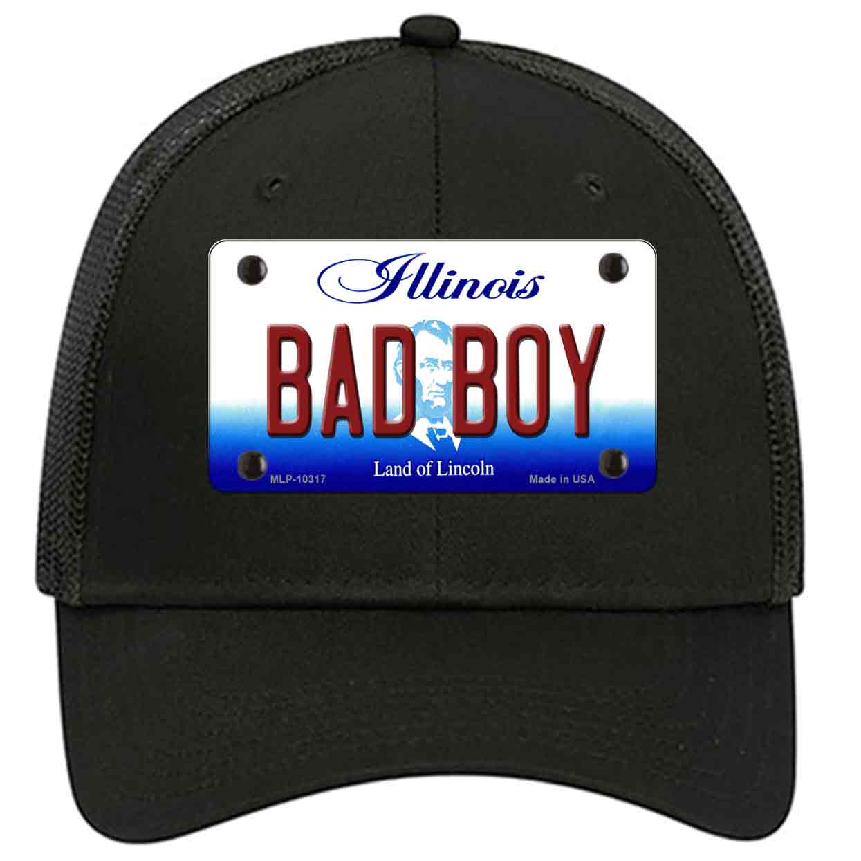 Bad Boy Illinois Novelty Black Mesh License Plate Hat