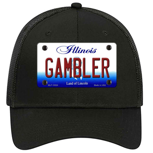 Gambler Illinois Novelty Black Mesh License Plate Hat