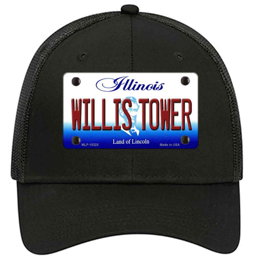 Willis Tower Illinois Novelty Black Mesh License Plate Hat