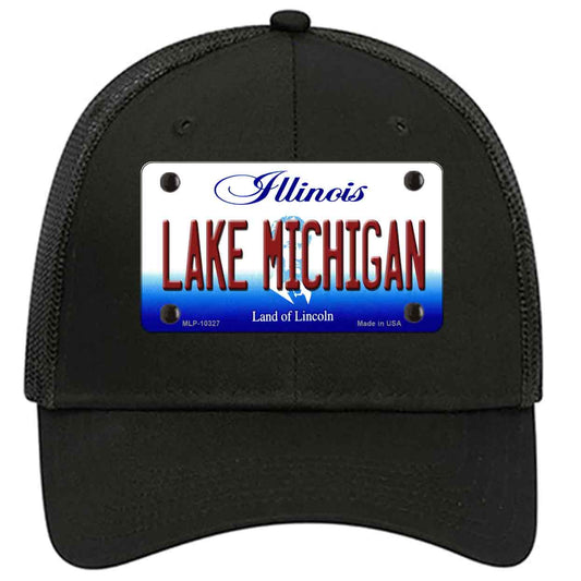 Lake Michigan Illinois Novelty Black Mesh License Plate Hat
