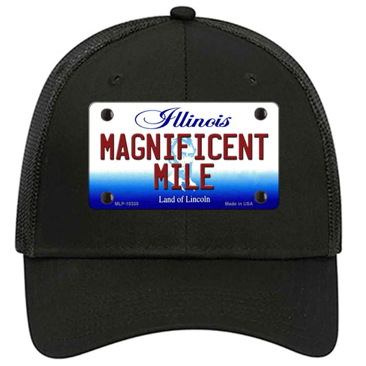 Magnificent Mile Illinois Novelty Black Mesh License Plate Hat