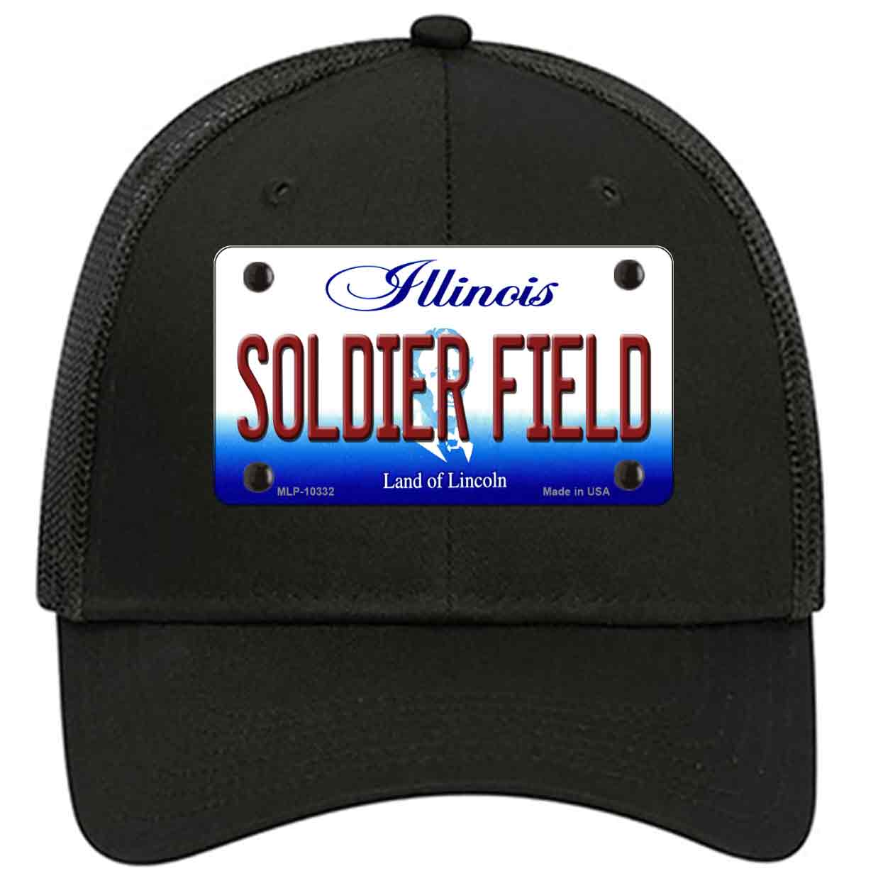 Soldier Field Illinois Novelty Black Mesh License Plate Hat