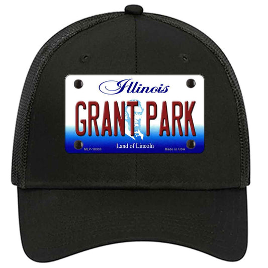 Grant Park Illinois Novelty Black Mesh License Plate Hat