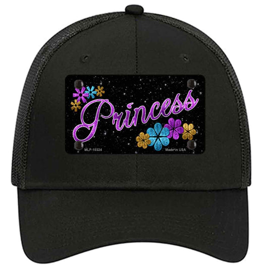 Princess Glitter Novelty Black Mesh License Plate Hat