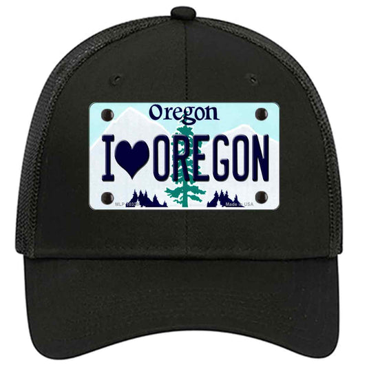 I Love Oregon Novelty Black Mesh License Plate Hat