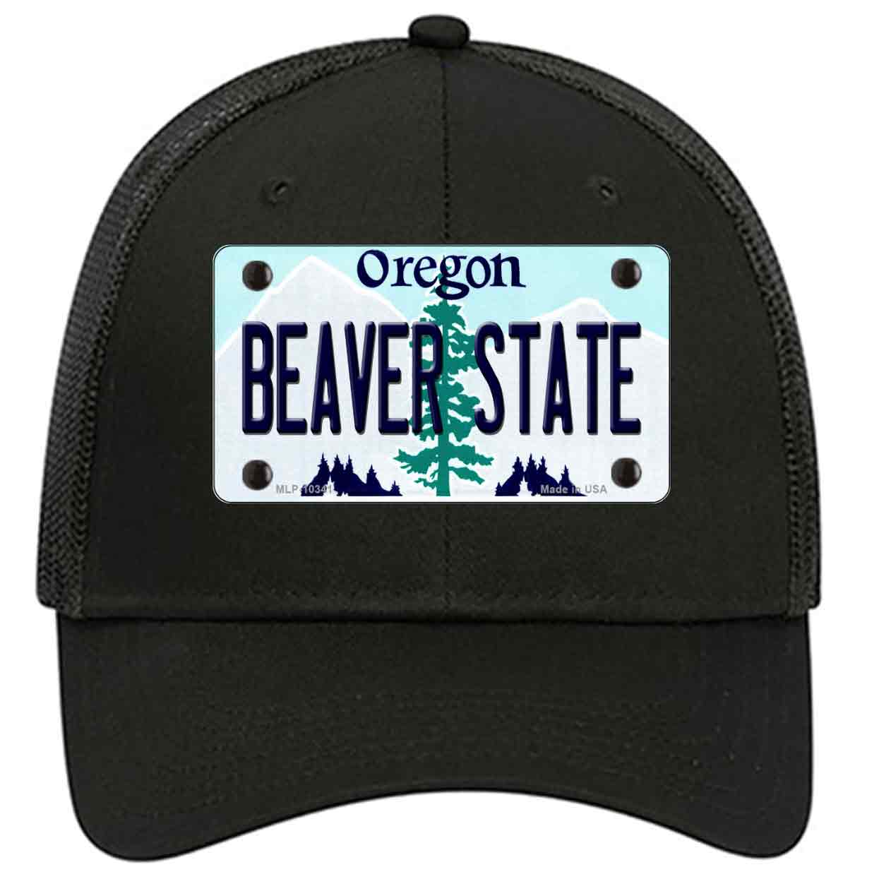 Beaver State Oregon Novelty Black Mesh License Plate Hat