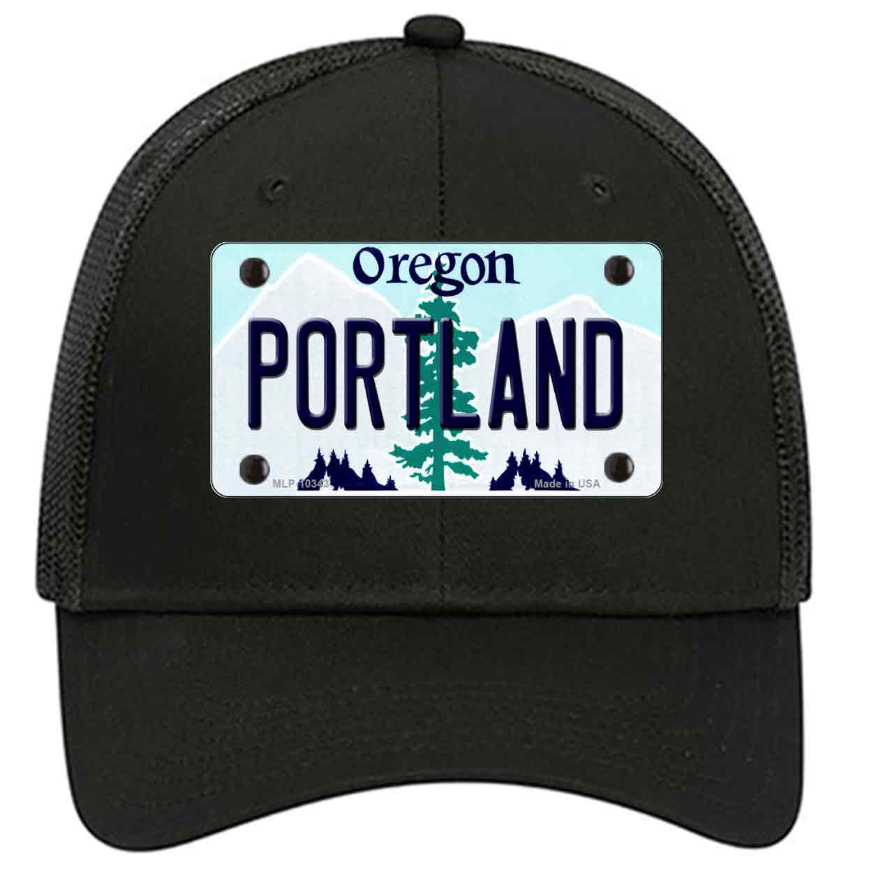 Portland Oregon Novelty Black Mesh License Plate Hat