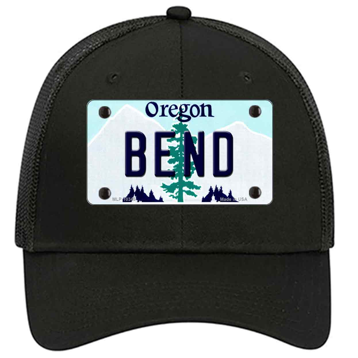 Bend Oregon Novelty Black Mesh License Plate Hat