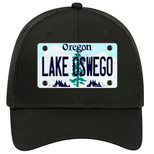 Lake Oswego Oregon Novelty Black Mesh License Plate Hat