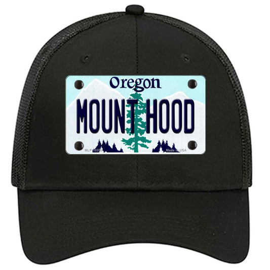 Mount Hood Oregon Novelty Black Mesh License Plate Hat