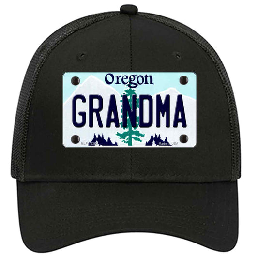 Grandma Oregon Novelty Black Mesh License Plate Hat