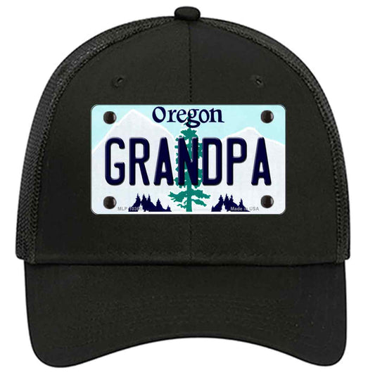 Grandpa Oregon Novelty Black Mesh License Plate Hat