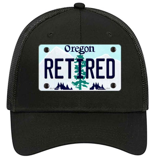 Retired Oregon Novelty Black Mesh License Plate Hat