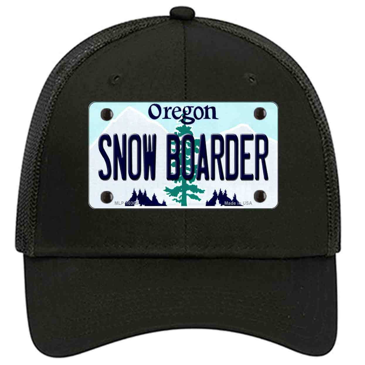 Snow Boarder Oregon Novelty Black Mesh License Plate Hat