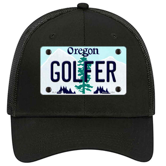 Golfer Oregon Novelty Black Mesh License Plate Hat