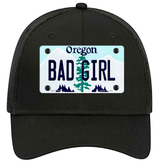 Bad Girl Oregon Novelty Black Mesh License Plate Hat