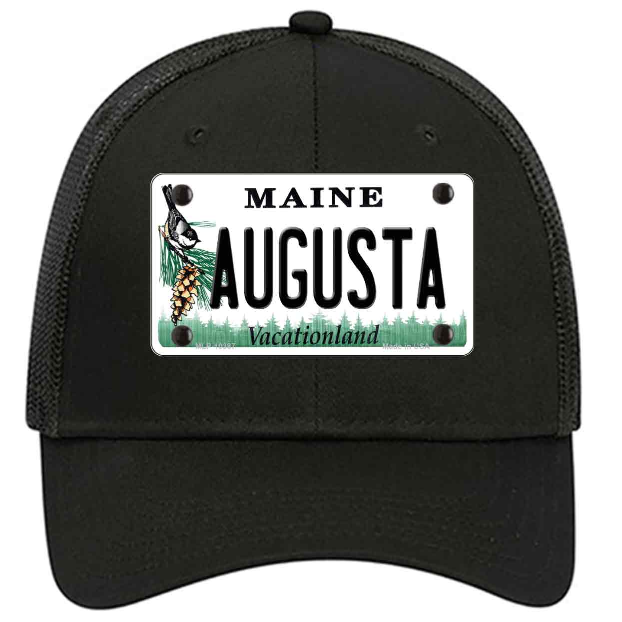 Augusta Maine Novelty Black Mesh License Plate Hat