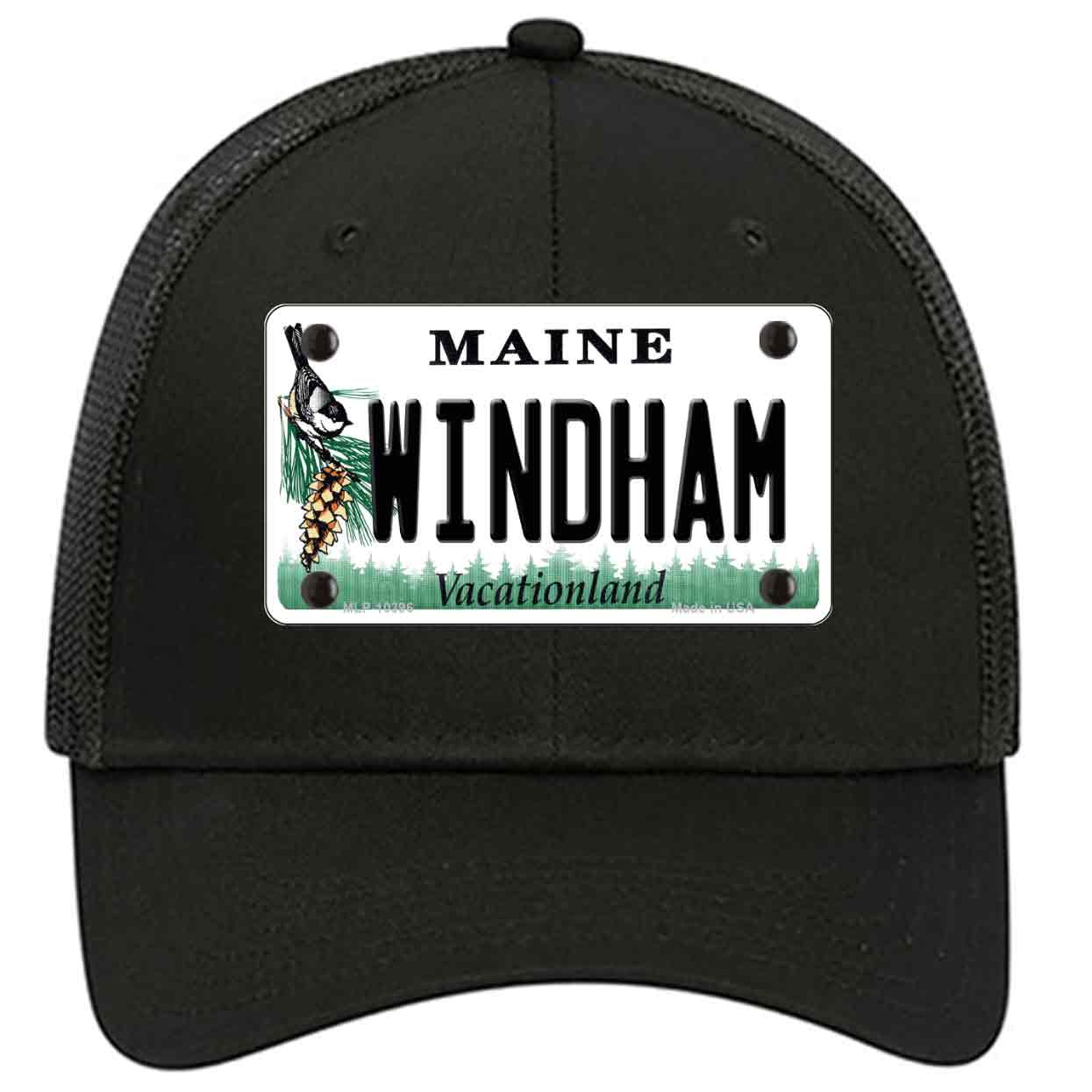 Windham Maine Novelty Black Mesh License Plate Hat