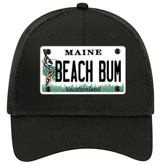 Beach Bum Maine Novelty Black Mesh License Plate Hat