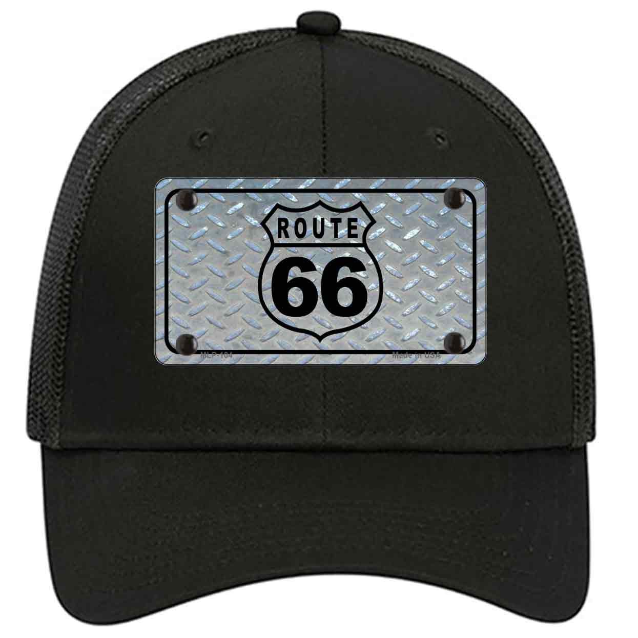 Route 66 Shield Diamond Novelty Black Mesh License Plate Hat