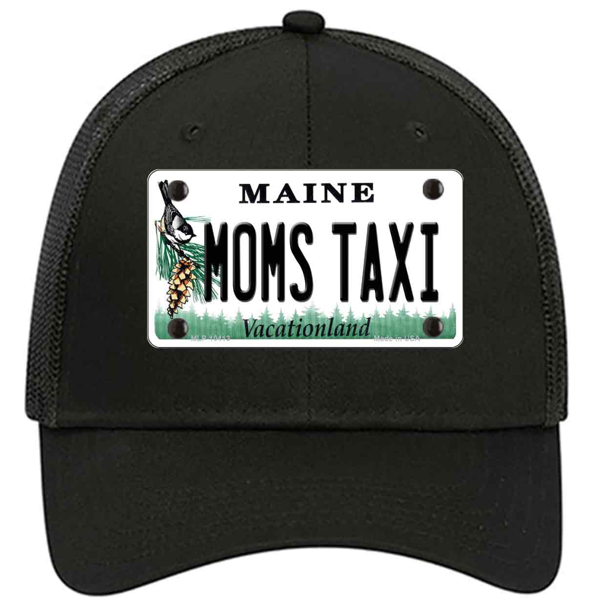 Moms Taxi Maine Novelty Black Mesh License Plate Hat