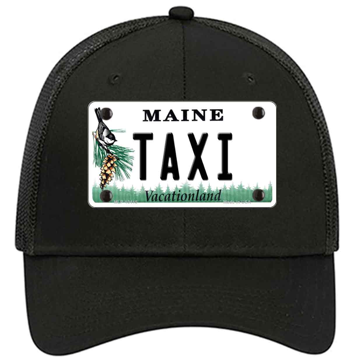 Taxi Maine Novelty Black Mesh License Plate Hat